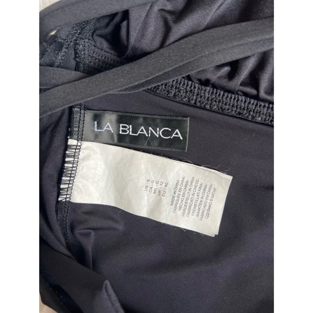 La Blanca Island Goddess Stripe One Piece Swimsuit Black Strappy Back 8